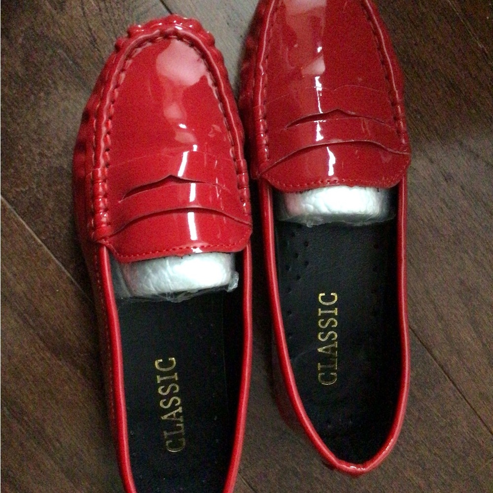 LIKE NEW-Women’s Red Penny Loafers Marked 39; fit like W 7.5